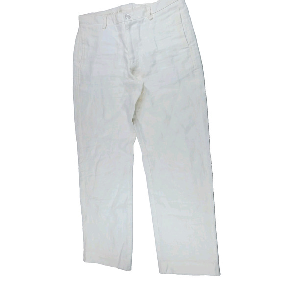 Island Importer Men's Ivory 100% Linen Beach Pants Pockets Size 32x27.5 - Picture 1 of 9